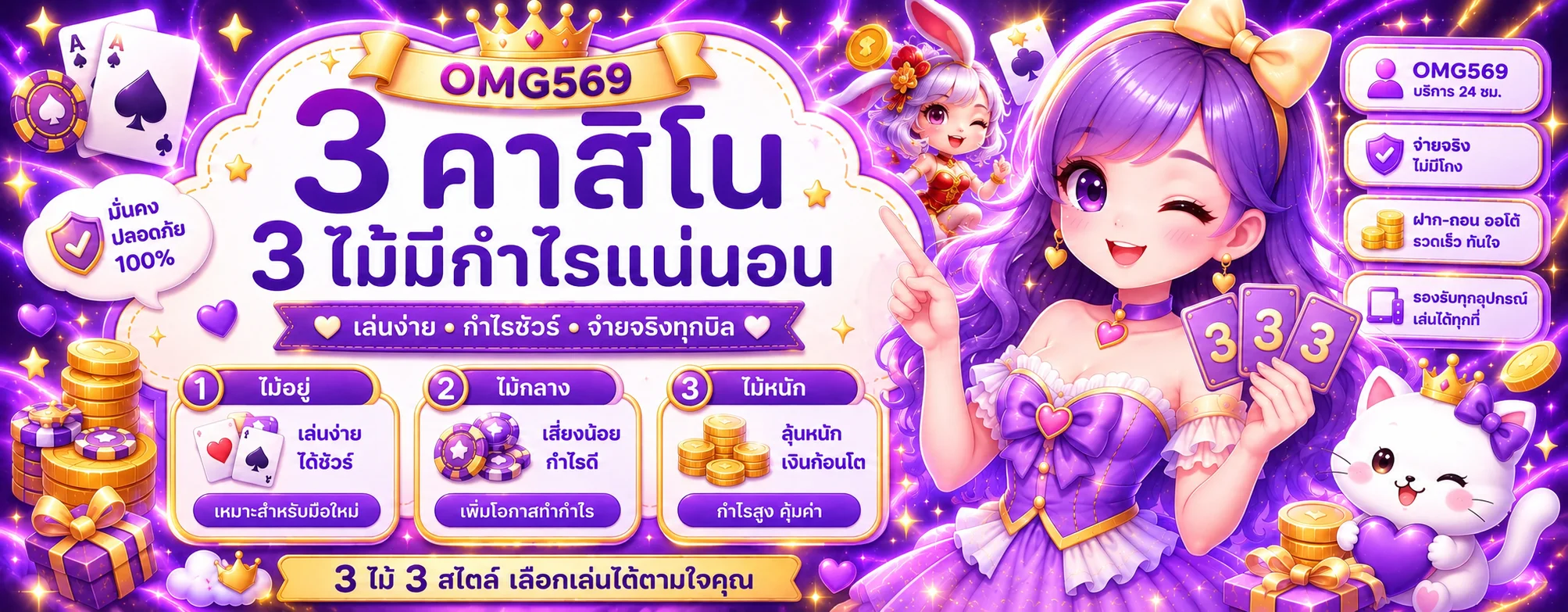 คาสิโนออนไลน์ OMG569 แนะนำรูปแบบบาคาร่า 3 สไตล์