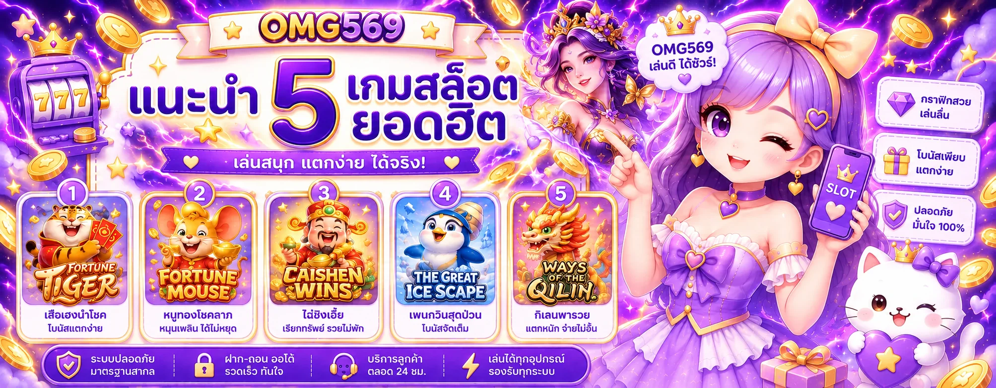 เกมสล็อตยอดนิยมบน OMG569 พร้อมตัวละครแฟนตาซี